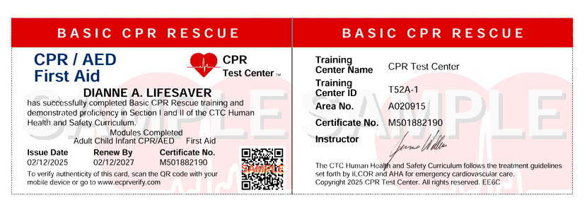 Sample Official CPR Card